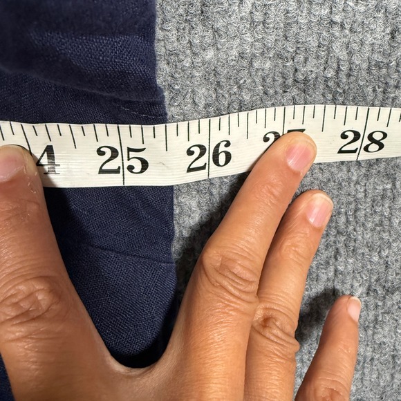 Sigrid Olsen Womens Plus Size 2X Button Up Linen Top Shirt Navy Long Sleeves - Picture 7 of 8